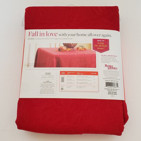 Better Homes Oval Tablecloth Red Damask 60x84 Christmas Holiday Winter New - Picture 6 of 10